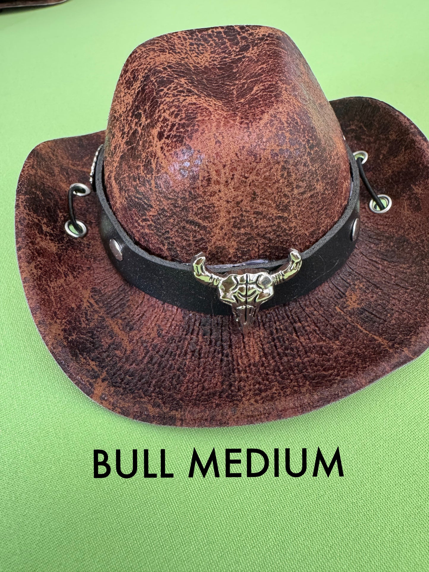 Crackle Leather Western Hat