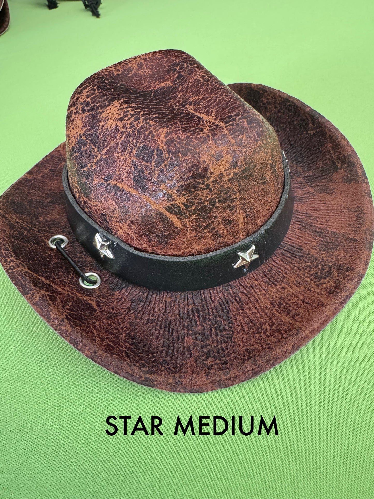 Crackle Leather Western Hat