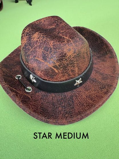 Crackle Leather Western Hat