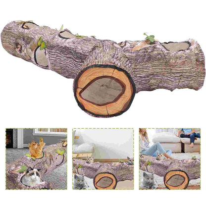 Tree trunk cat tunnel