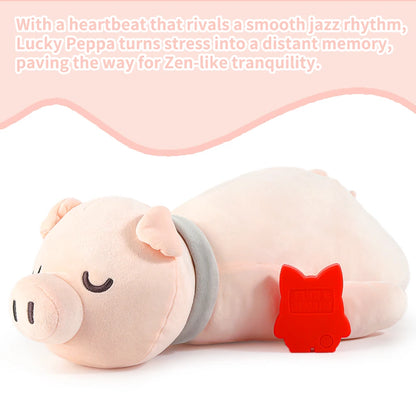 Pink sleeping pig  Dog Heartbeat Toy.