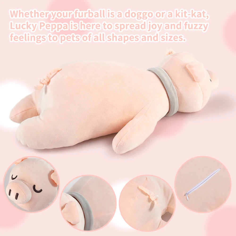 Pink sleeping pig  Dog Heartbeat Toy.