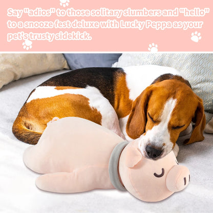 Pink sleeping pig  Dog Heartbeat Toy.