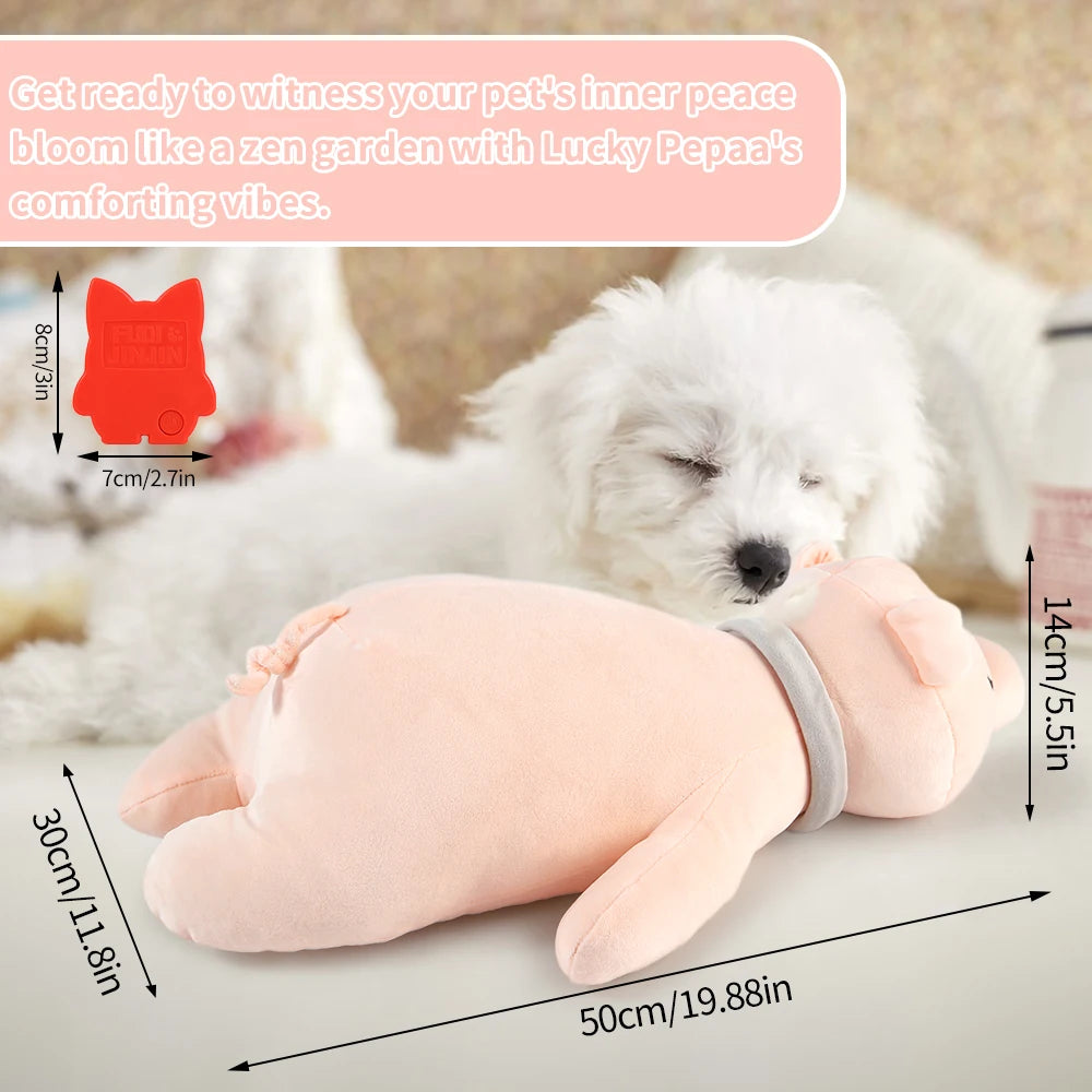 Pink sleeping pig  Dog Heartbeat Toy.