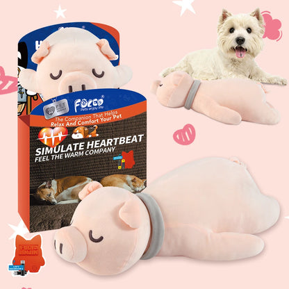 Pink sleeping pig  Dog Heartbeat Toy.