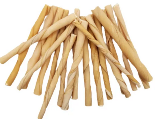 5″- Thin Twisted Beef Collagen Stick – Natural
