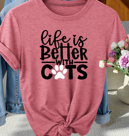 Life is better with Cats-Pink