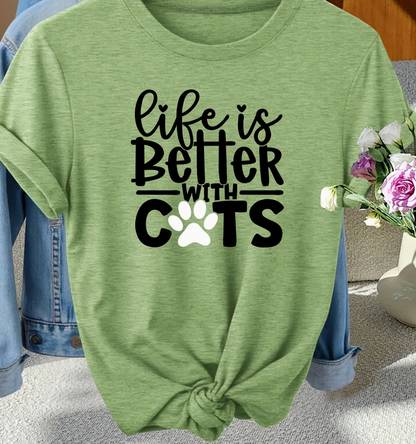 Life is Better with Cats-Green