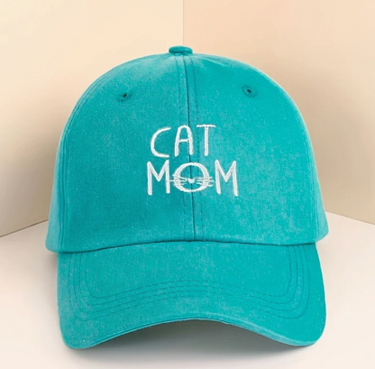 Cat Mom Baseball Cap-Lake Blue
