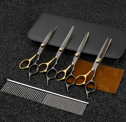 Gold and Black Grooming Professional Sissors