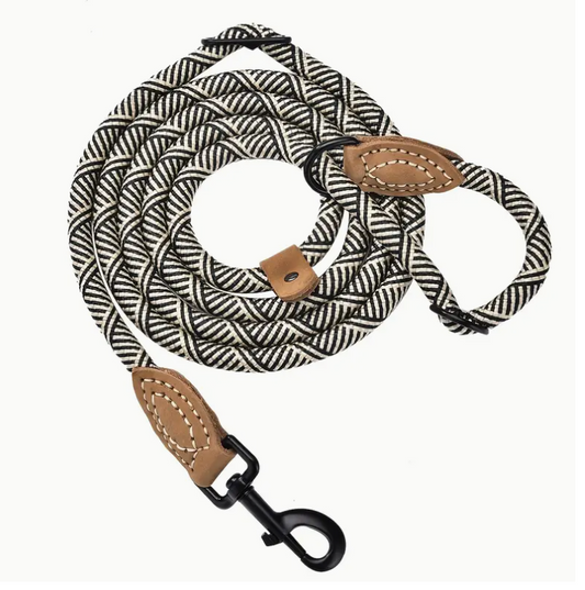 Rope Leash- Grey White