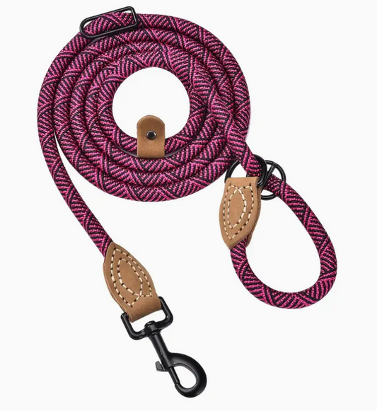 Rope Leash- Rose Red