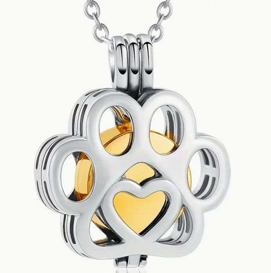 Paw print cremation locket necklace