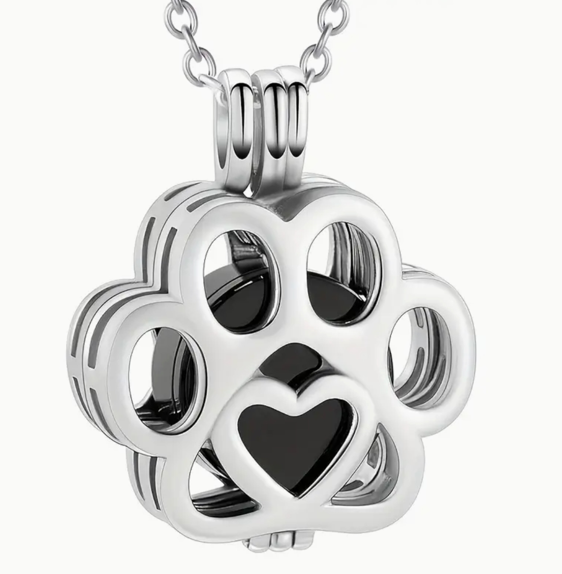 Paw print cremation locket necklace