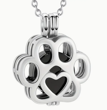 Paw print cremation locket necklace