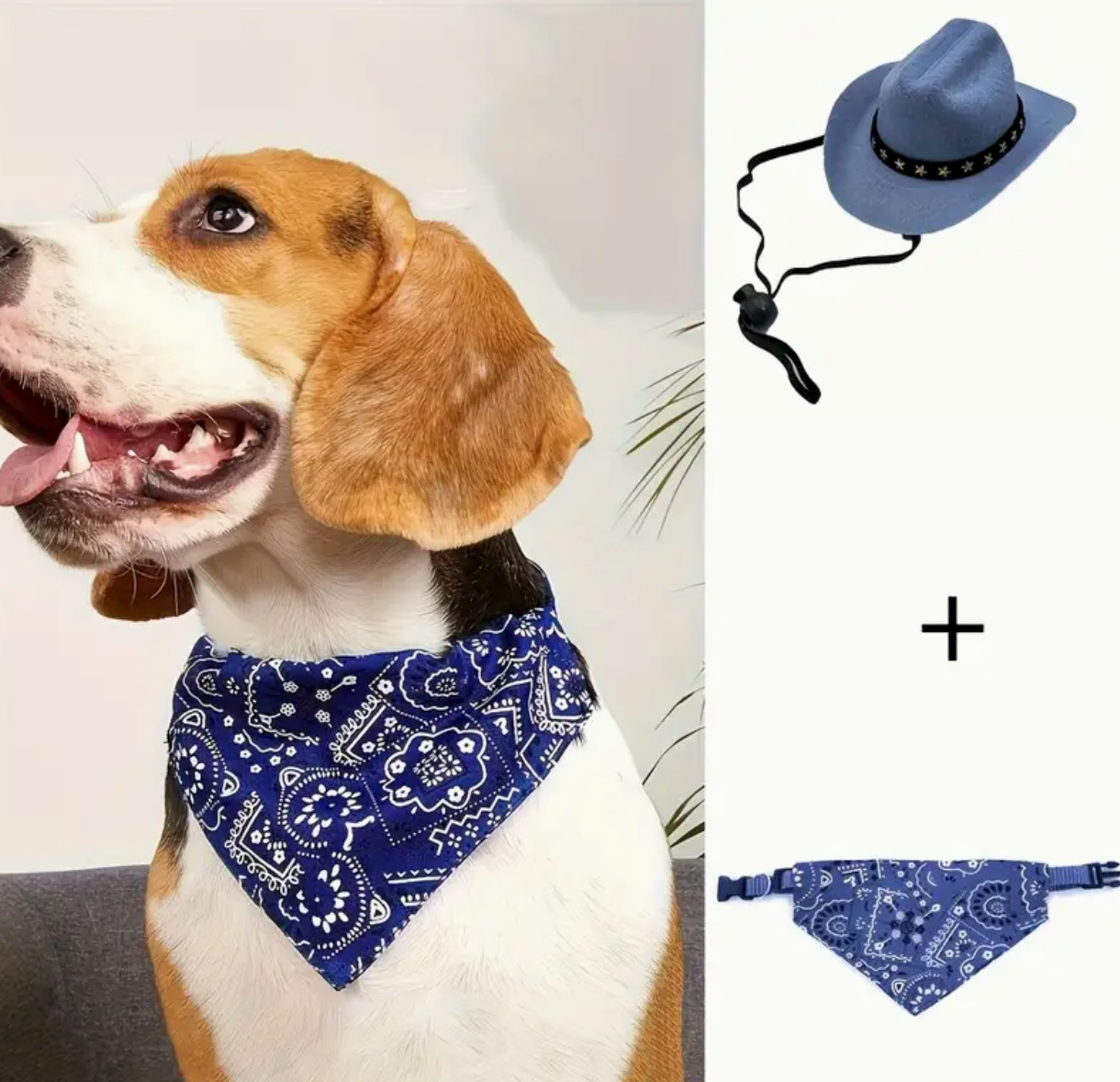 Cowboy/girl Hat with Bandana-Blue SMALL