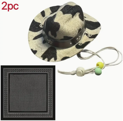 Cowboy/girl hat with bandana Milk pattern- LARGE