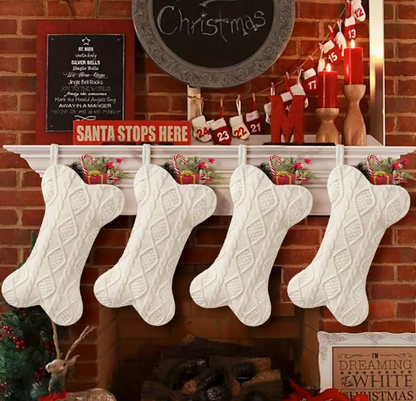 Knit bone shape stocking-White
