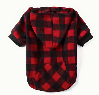 Plaid hoodie -Red/Black