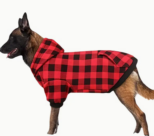 Plaid hoodie -Red/Black
