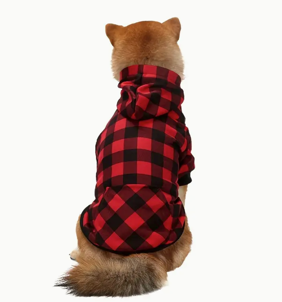 Plaid hoodie -Red/Black