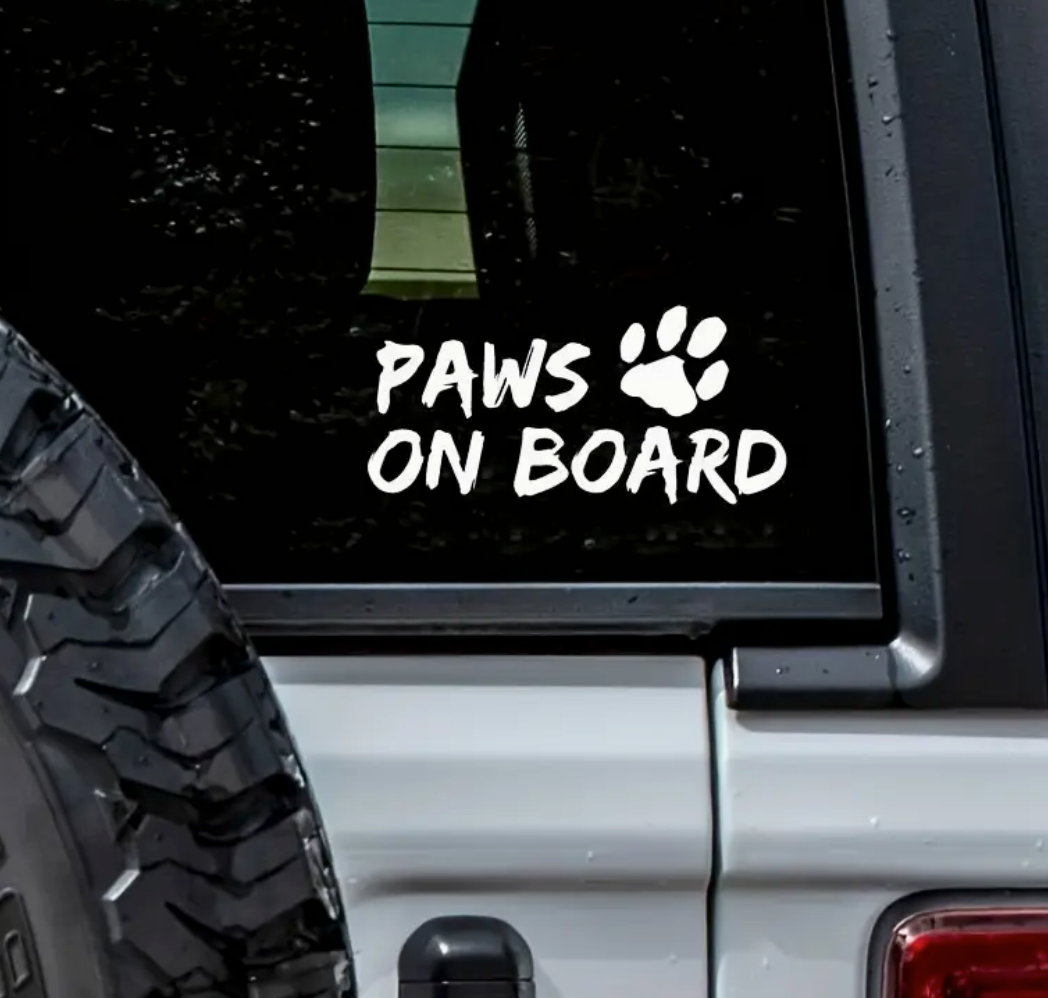 Paws On Board Car Decal- Shiny