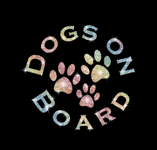 Dogs on board Decal- glitter pastel
