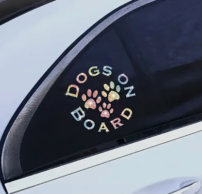 Dogs on board Decal- glitter pastel