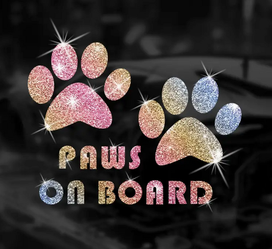Paws on board Car Decal-pastel