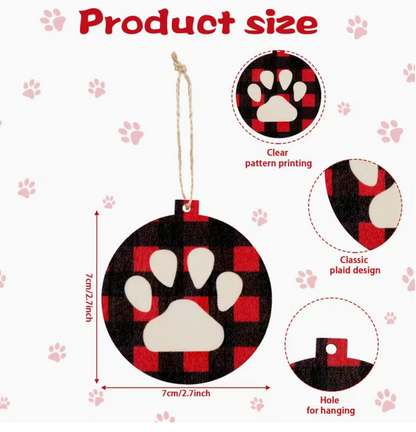 Paw wood ornaments 8pc set