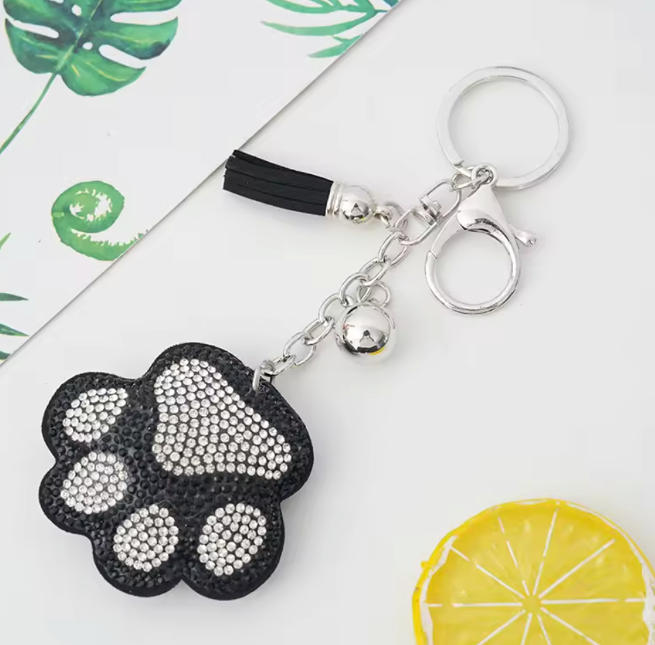 Rhinestone Paw Keychain