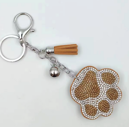Rhinestone Paw Keychain