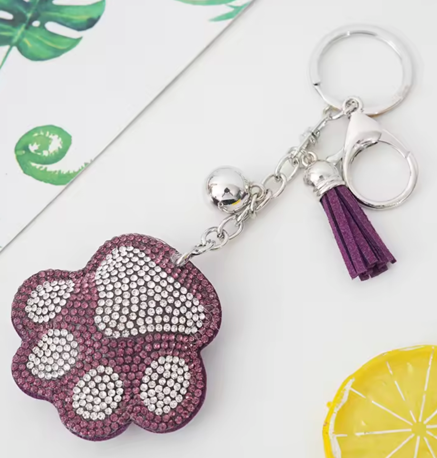 Rhinestone Paw Keychain