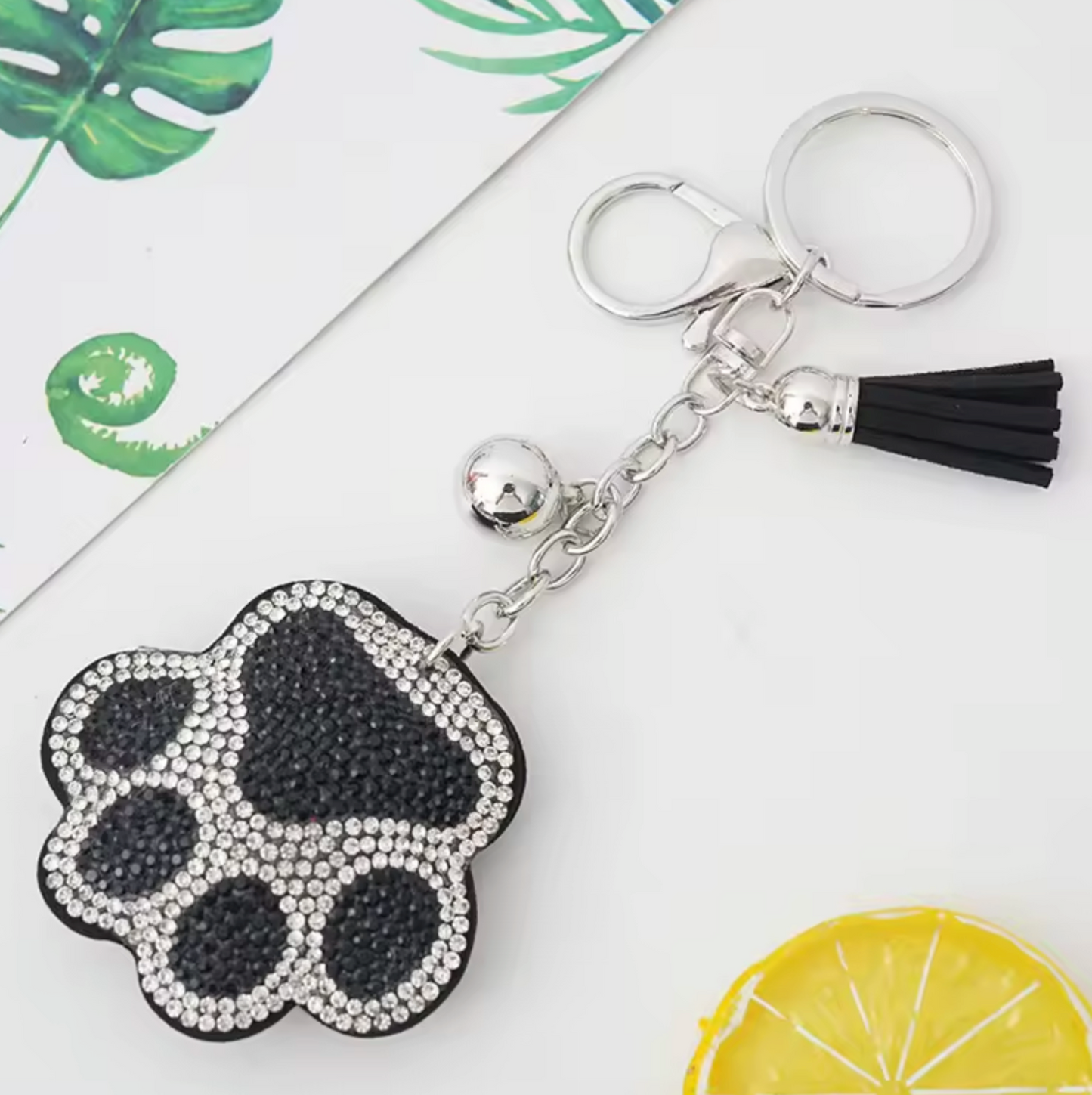 Rhinestone Paw Keychain