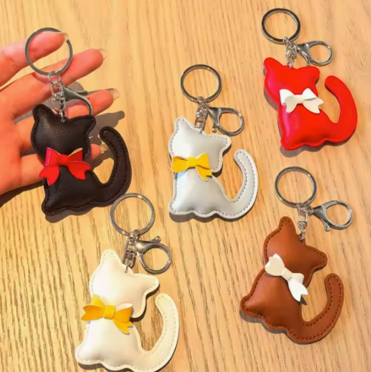 Faux Leather Cat keychain