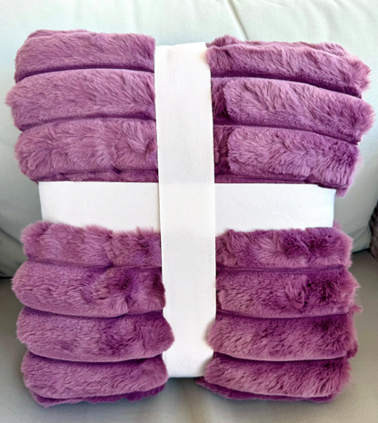 People and Pet throw! 
XL Decadent faux-fur jacquard stripe throw.