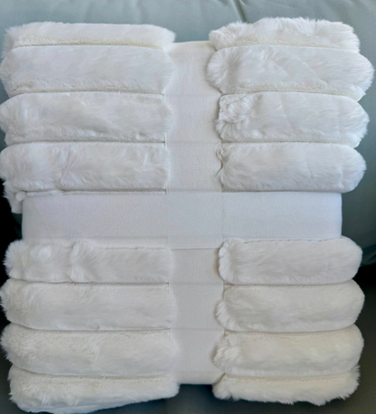 People and Pet throw! 
XL Decadent faux-fur jacquard stripe throw.