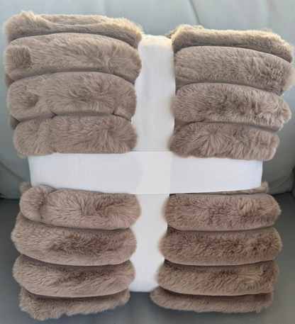People and Pet throw! 
XL Decadent faux-fur jacquard stripe throw.