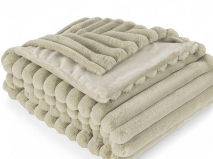People and Pet throw! 
XL Decadent faux-fur jacquard stripe throw.