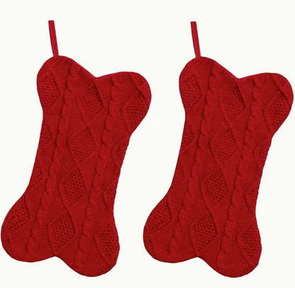Knit bone shape stocking-White