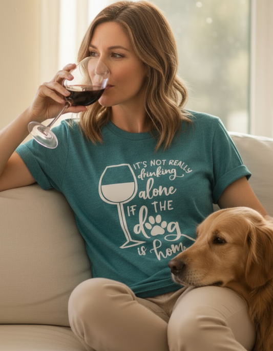 It's not drinking Alone if the Dog is home-Peacock Blue