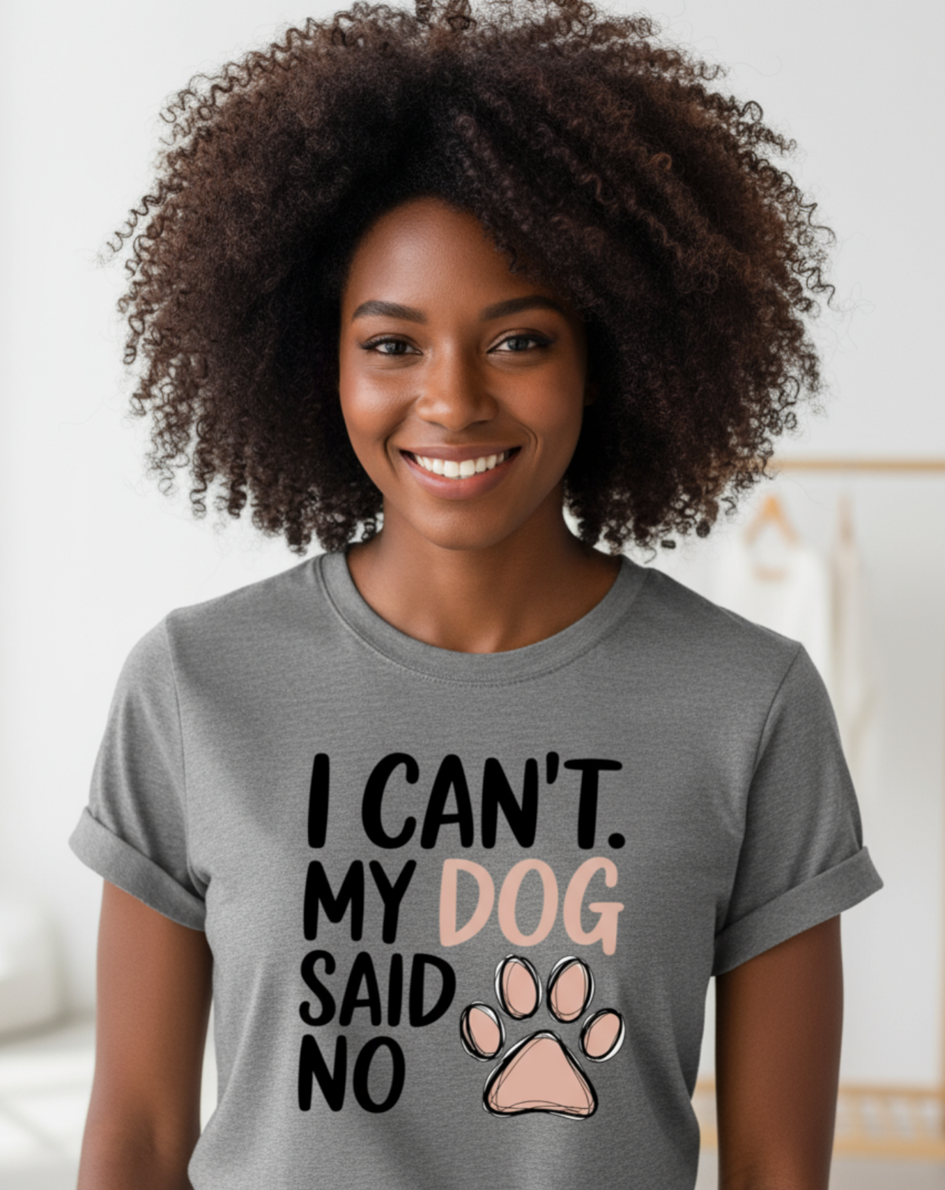 I can't my dog said no" T-shirt- Grey
