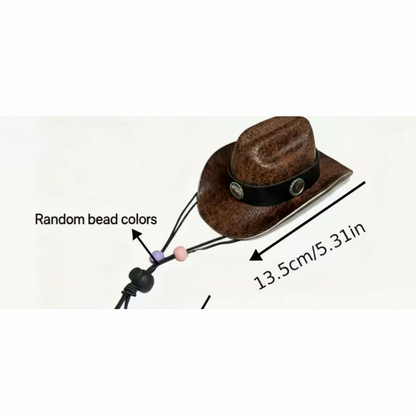 SMALL: Leather Like Cowboy/girl pet hat
