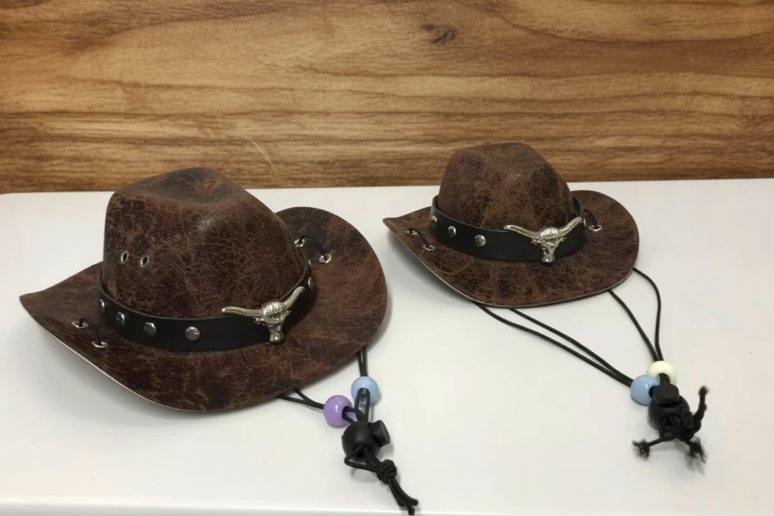 Crackle Leather Western Hat