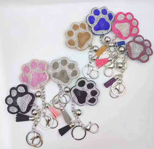 Rhinestone Paw Keychain