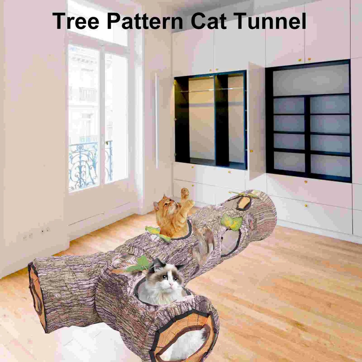 Tree trunk cat tunnel