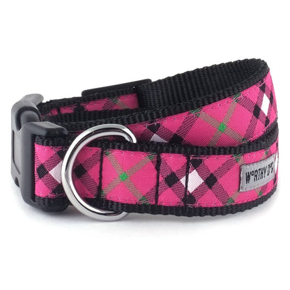 Bias Plaid Collar Hot Pink