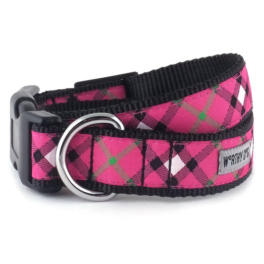 Bias Plaid Collar Hot Pink