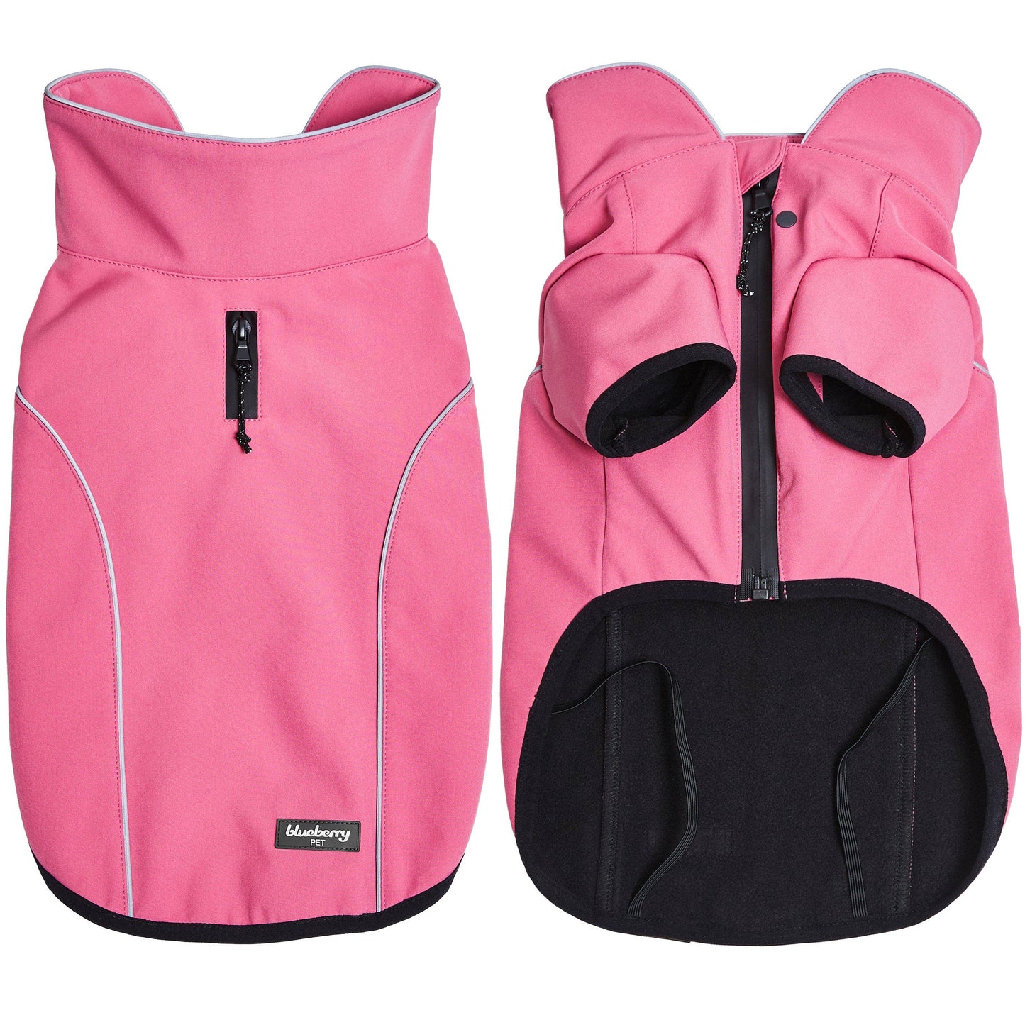 Waterproof Reflective Dog Softshell Jacket: Bright Pink