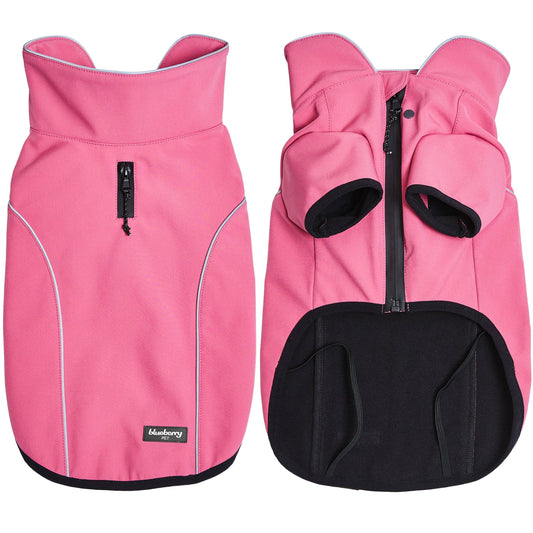 Waterproof Reflective Dog Softshell Jacket: Bright Pink